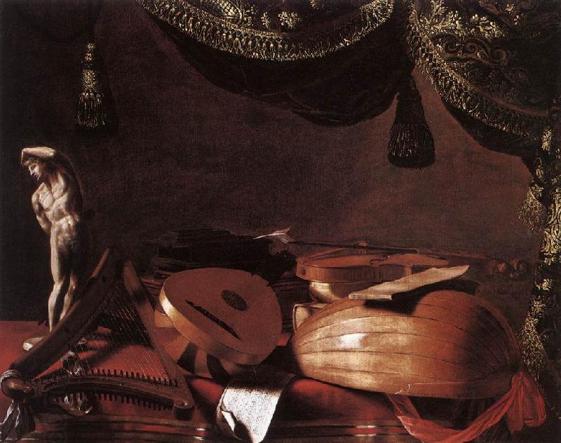 BASCHENIS, Evaristo Still-Life with Musical Instruments and a Small Classical Statue  www China oil painting art